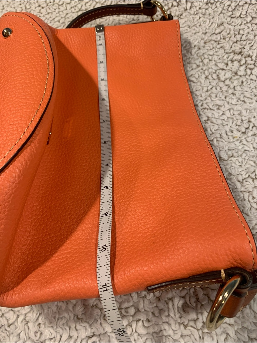 Dooney & Bourke Bright Coral Pebbled Leather Bucket Shoulder Bag - Picture 10 of 10